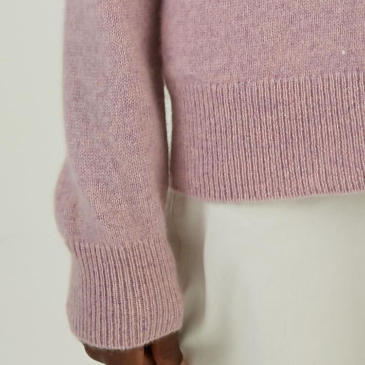 Hersteller Custom 100% Kaschmir Handnähte Rosa V-Ausschnitt Strickpullover