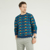 Custom Luxury Herren 100% Kaschmir 0-Ausschnitt langer Intarsien-Plaid-Strickpullover