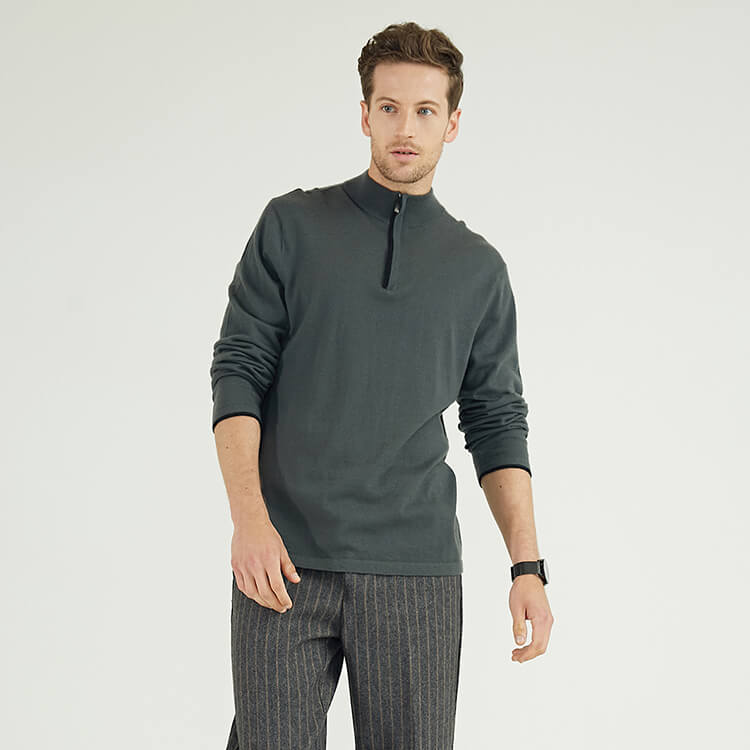 Maßgeschneiderter Pullover aus 100 % Wolle für Herren mit Viertelreißverschluss