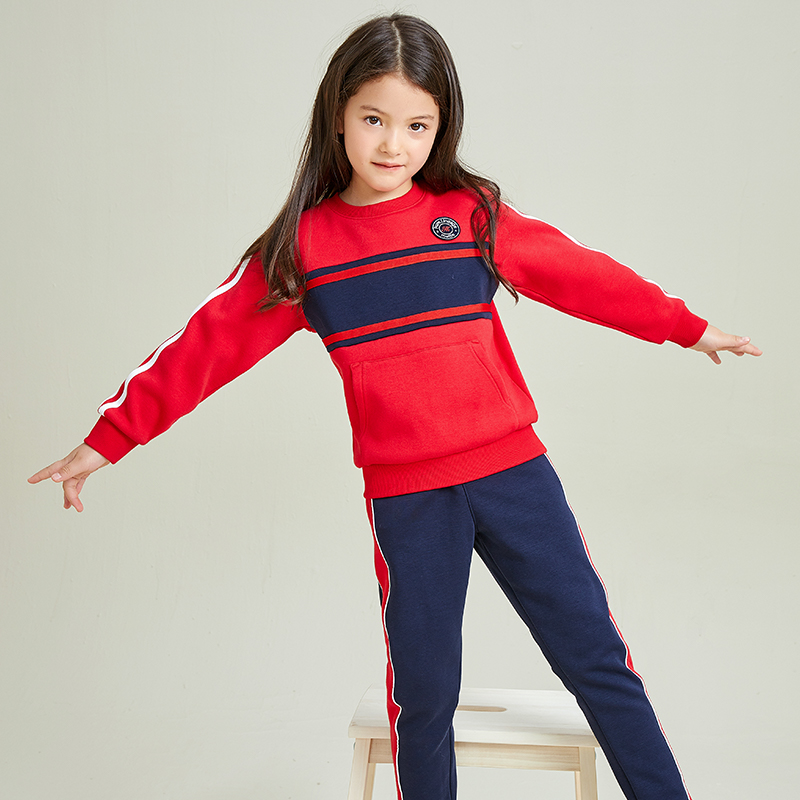 Klassisches Sweatshirt mit roten Schwarz-Weiß-Streifen für Mädchen 