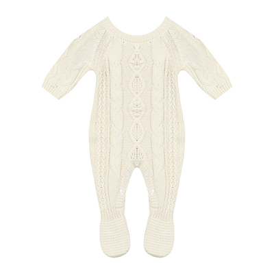 Klassischer, langärmliger, einfarbiger, modischer Knopf-Design-Baby-Strickoverall