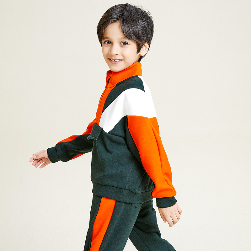 Mehrfarbiger Splicing-Pullover mit Reißverschlussleiste für Jungen