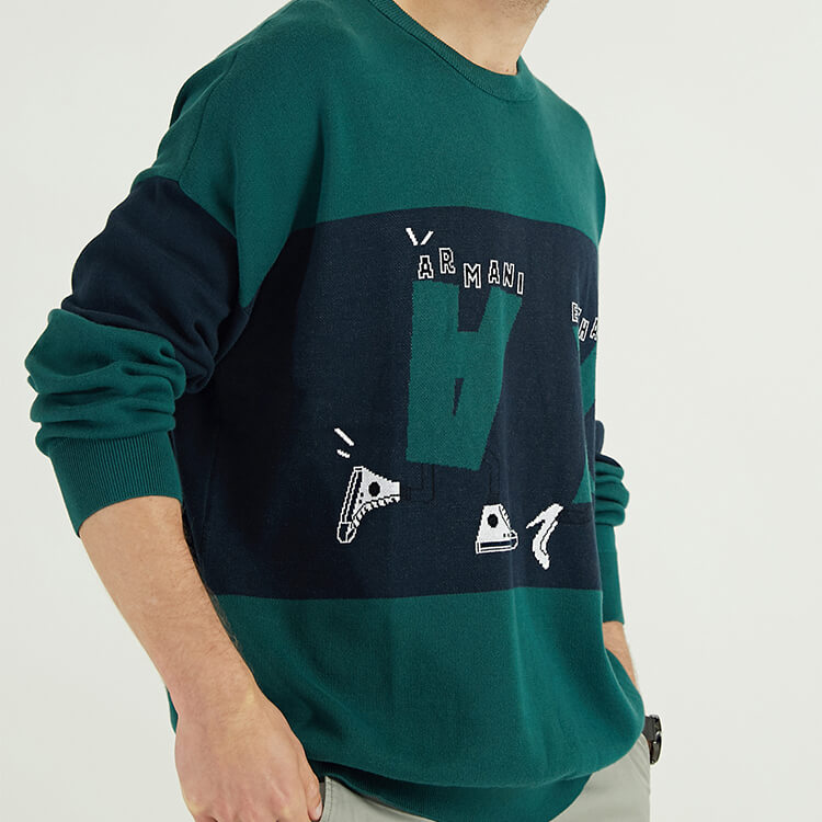 Klassischer Rundhals-Pullover für Herren mit modischem Druckdesign