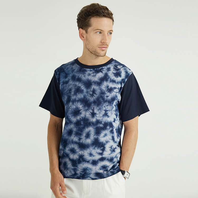 Benutzerdefinierte Herren-T-Shirts aus 100 % Bio-Baumwolle mit Batikdruck