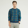 Custom Luxury Herren 100% Kaschmir 0-Ausschnitt langer Intarsien-Plaid-Strickpullover