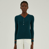 Benutzerdefinierte 100 % Kaschmir-Kragen Colorblock Design Rib Button Up Pullover Pullover