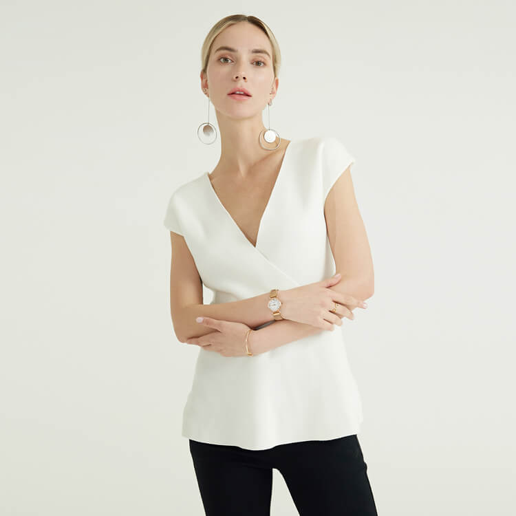 Neue Art-Art- und Weiseeinfarbige weiße Weste-Strickwaren-Frauen-Pullover