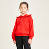 Leidenschaftlicher roter Spitzen-Hoodie mit dekorativem Taschendesign für Mädchen