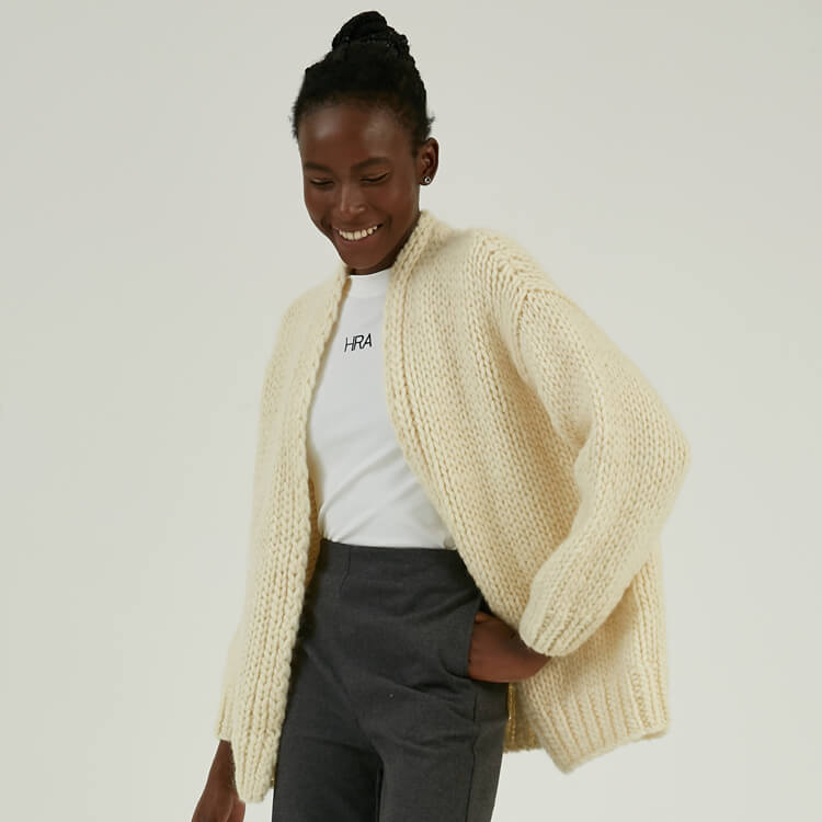 Benutzerdefinierte Winter 100 % Baumwolle schwere Strickjacke Strickjacke Mantel für Frauen