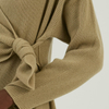 Benutzerdefinierte Herbst Winter 100 % Merinowolle Midi Wickelstrick Pullover Kleid mit Gürtel