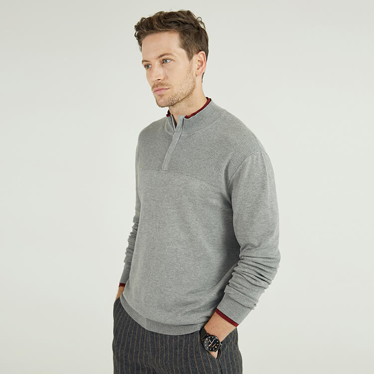 Frühling und Herbst dünne gestrickte solide einfache vielseitige Herren Pullover Pullover
