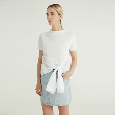 Minimaler und stilvoller Saum mit geschnürtem Design Wollkoreanische Pullover für Frauen