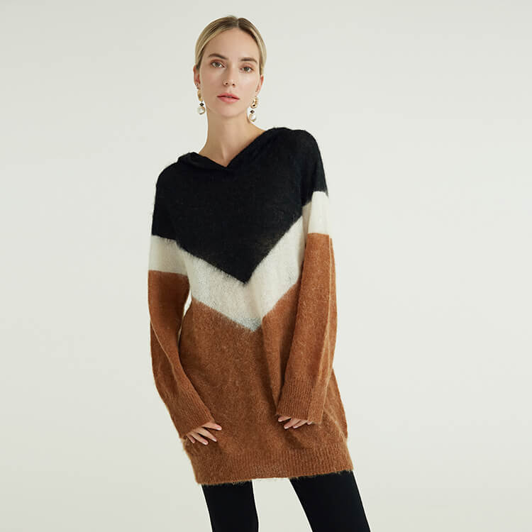 Neuer Stil mit Kapuze, klassischer Strick-Winter-Wollpullover für Frauen