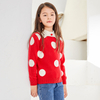 Rundhals-Langarm-Pullover mit rotem, weißem Punkt und süßem Kragen