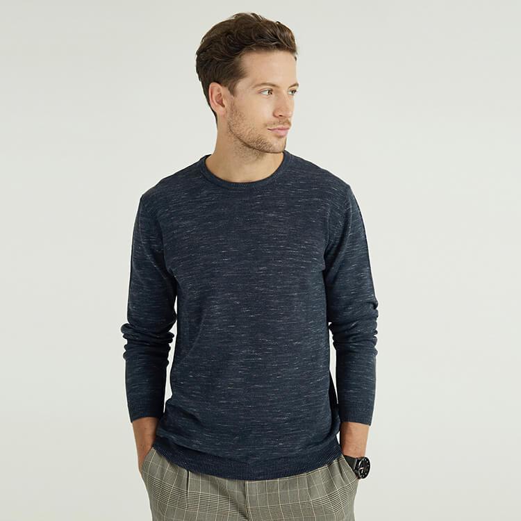 Strickpullover mit Rundhalsausschnitt und Clip-Muster für Herren